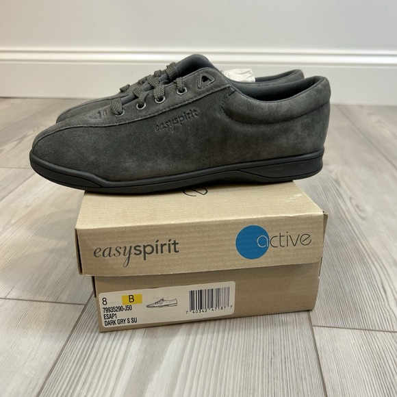 NEW IN BOX Easy Spirit AP1 Suede Sport Walking Shoe Women's Size 8 Dark Gray - Picture 1 of 8